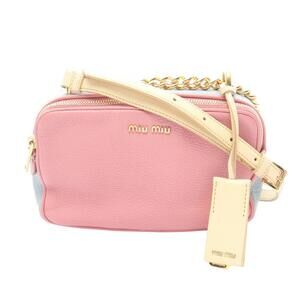 Miu Miu Madras Shoulder Bag Leather Pink Blue Yellow